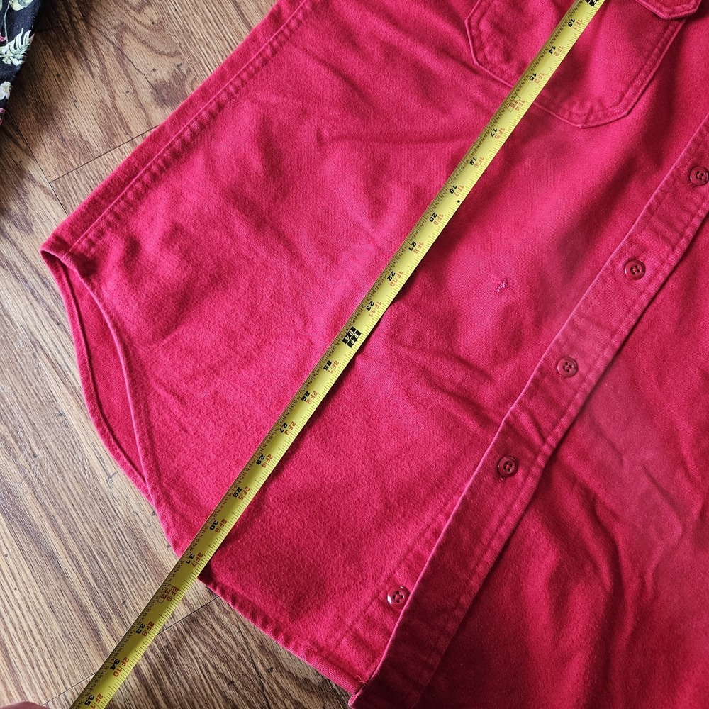 Woolrich Red Mens L Button Up Long Sleeve Shirt 100% Cotton Collared Work Casual - Picture 4 of 10